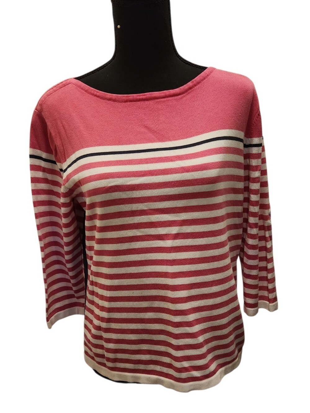 Westbound Striped Boatneck Women’s Top in Pink and White